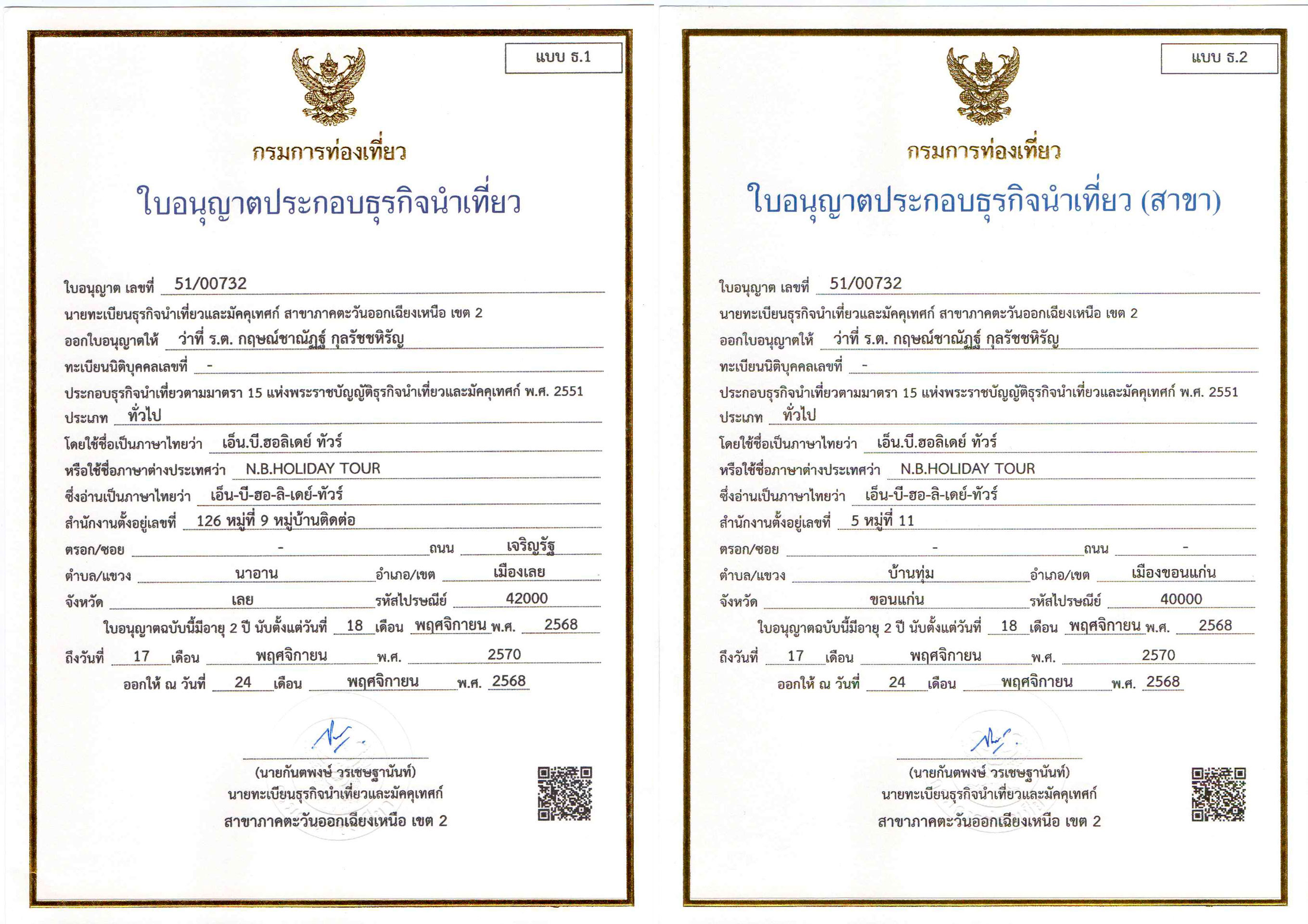 ใบอนุญาตธุรกิจนำเที่ยว