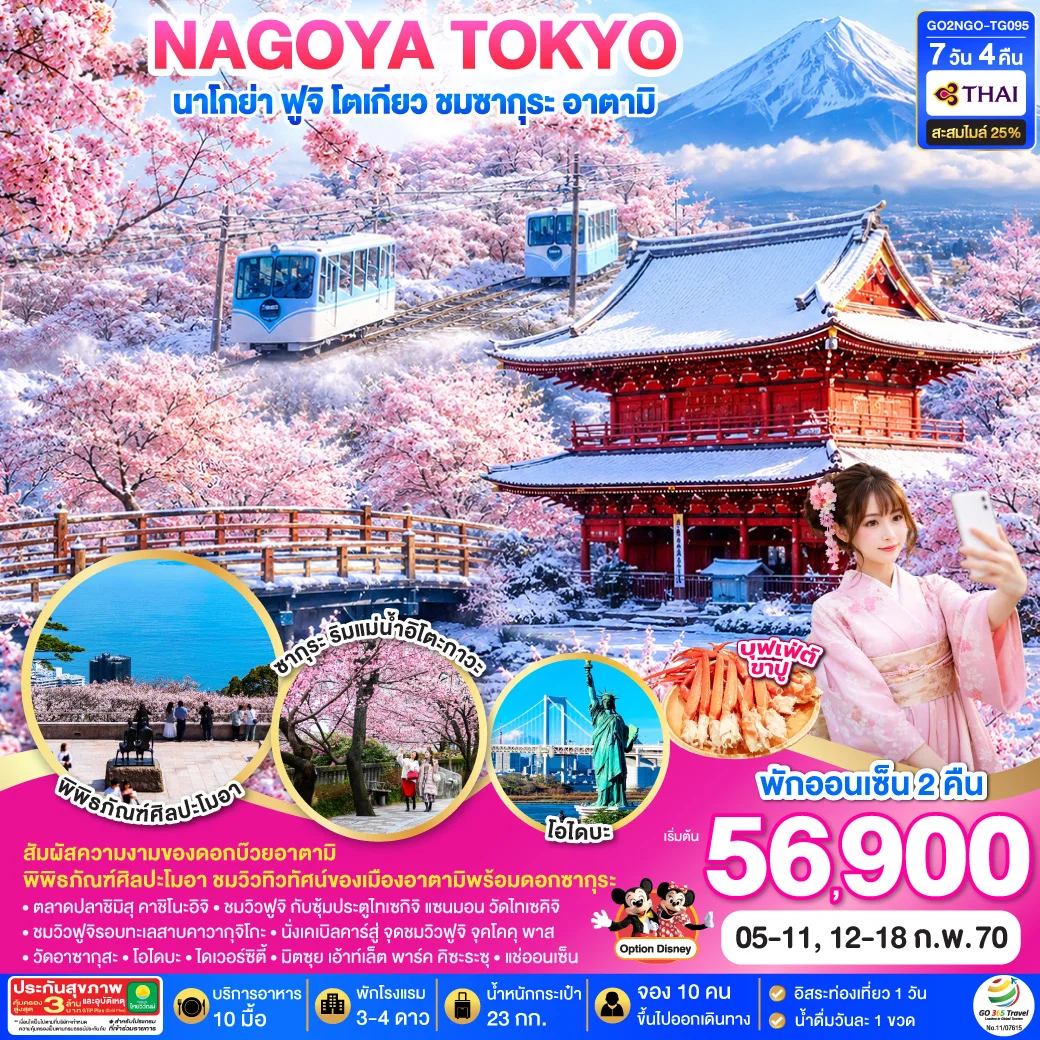 ทัวร์ญี่ปุ่น WINTER TOKYO FUJI SAKURA ATAMI 7วัน 4คืน  [TG]